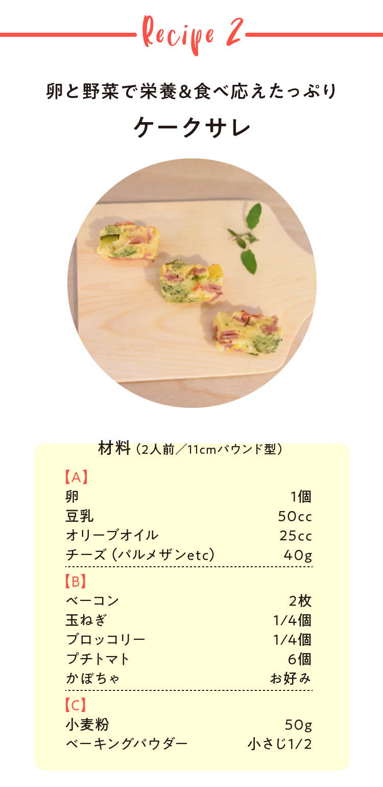 卵と野菜で栄養&食べ応えたっぷり ケークサレ
